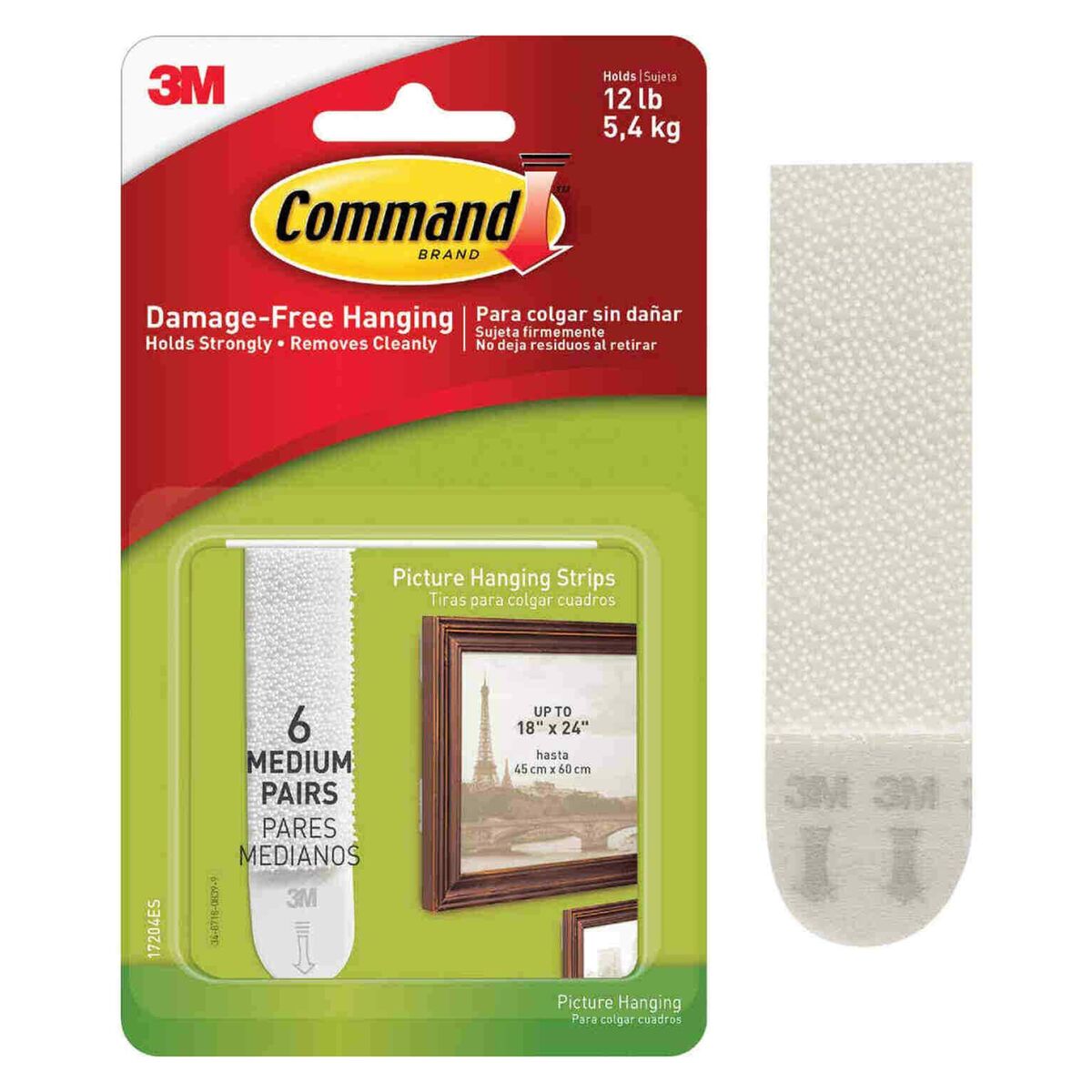 Command 12-Piece Medium Self-Adhesive Plastic Picture Hanging Strips White